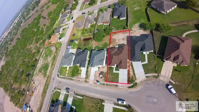 drone / aerial view with a residential view