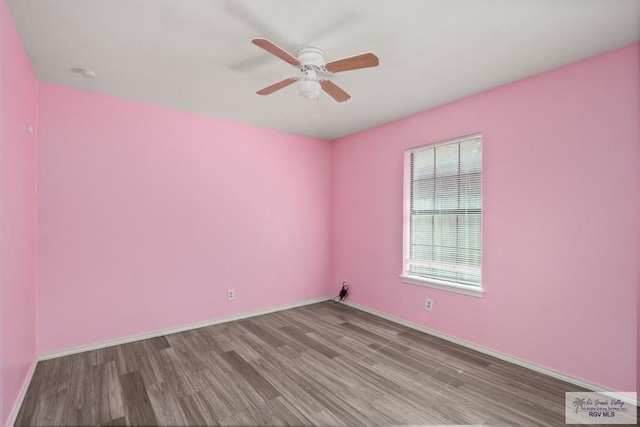 3673 Rey Enrique Dr, Brownsville, TX 78521 - unfurnished room with wood finished floors, a ceiling fan, and baseboards