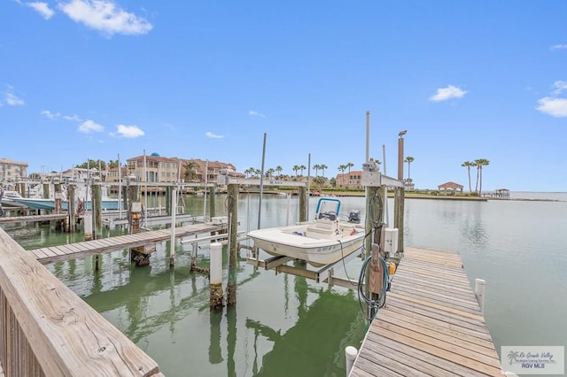 view of dock featuring a water view