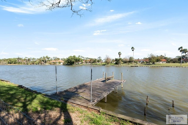 view of dock featuring a water view