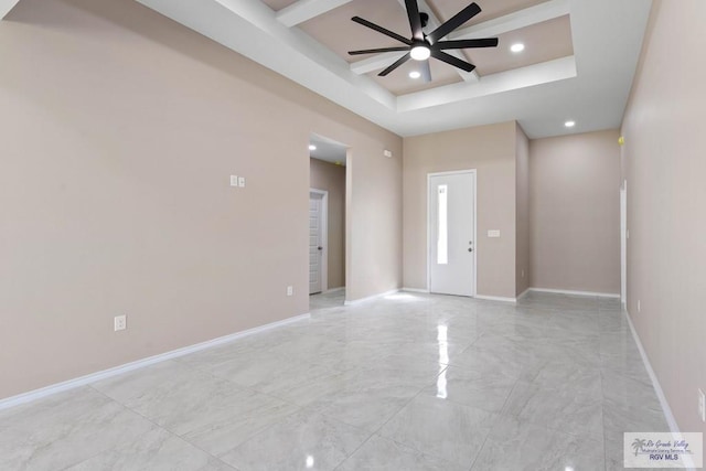 unfurnished room with recessed lighting and baseboards