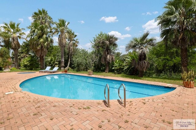 view of swimming pool with a patio area and a jacuzzi