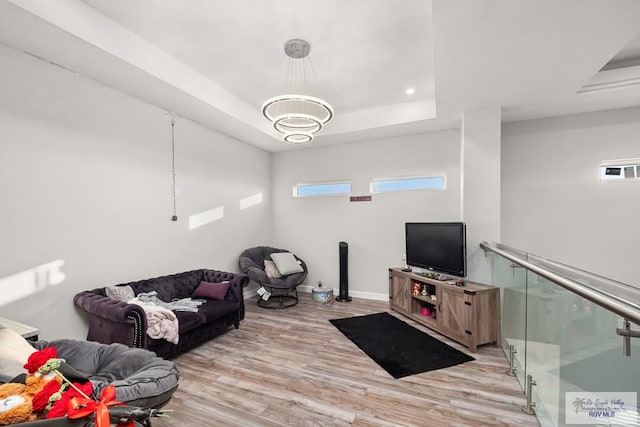 living room featuring light wood-type flooring