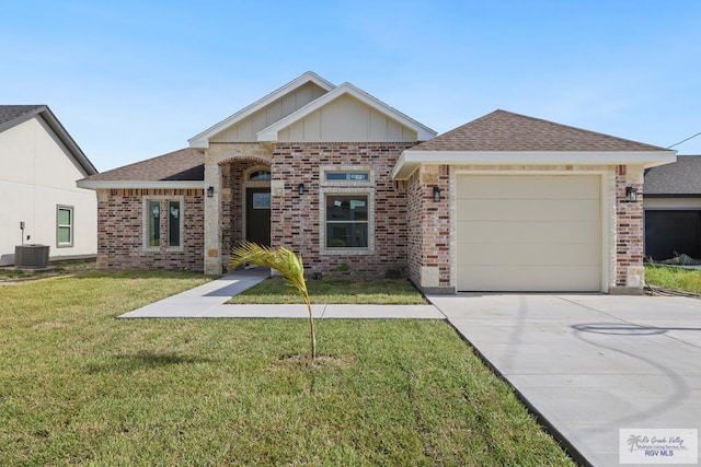 32773 Jorge St, Los Fresnos, TX 78566 - single story home featuring concrete driveway, an attached garage, brick siding, and a front lawn