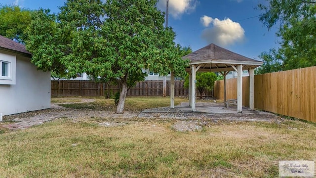 view of yard with a gazebo