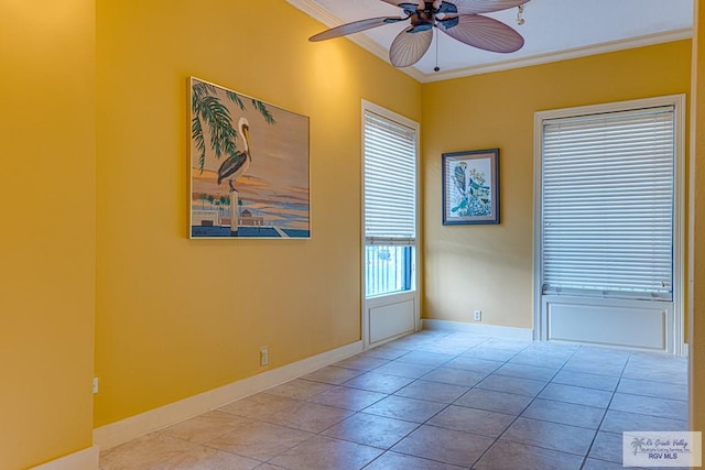 171 Line 17 Rd, San Benito, TX 78586 - spare room with crown molding, ceiling fan, and tile patterned flooring