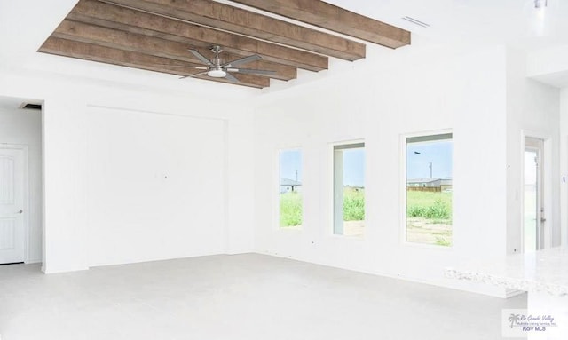 33521 Stanford Rd, Los Fresnos, TX 78566 - unfurnished room featuring beamed ceiling and a ceiling fan