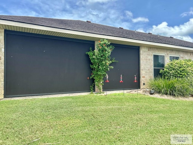 view of property exterior with a lawn