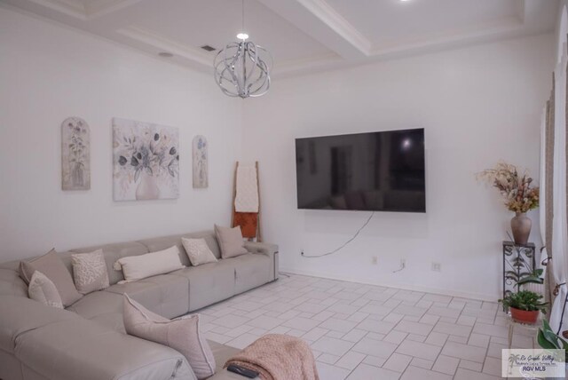 26343 Kansas City Rd Unit 3, La Feria, TX 78559 - living room with a chandelier and beam ceiling