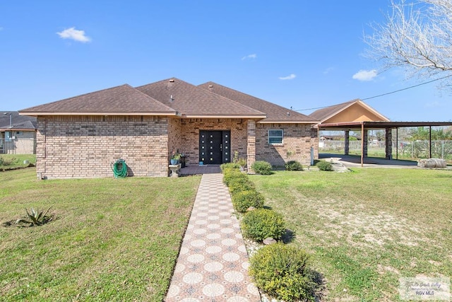 ranch-style home with a front yard