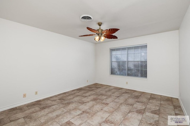 spare room featuring ceiling fan