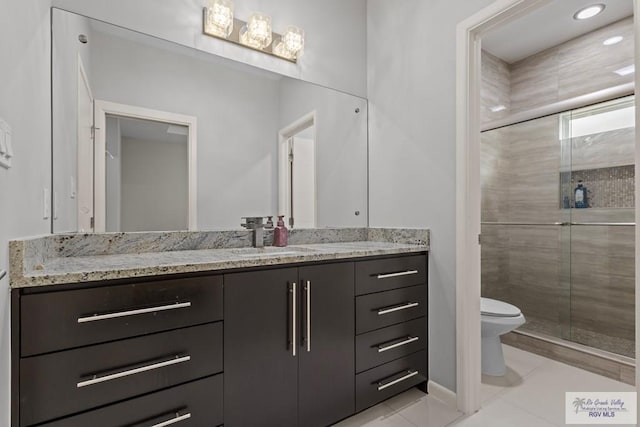 5483 Lovers Ln, Brownsville, TX 78526 - full bath with tile patterned floors, vanity, and a shower stall