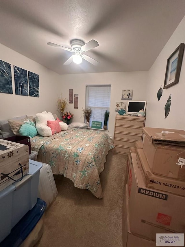 bedroom with carpet and ceiling fan