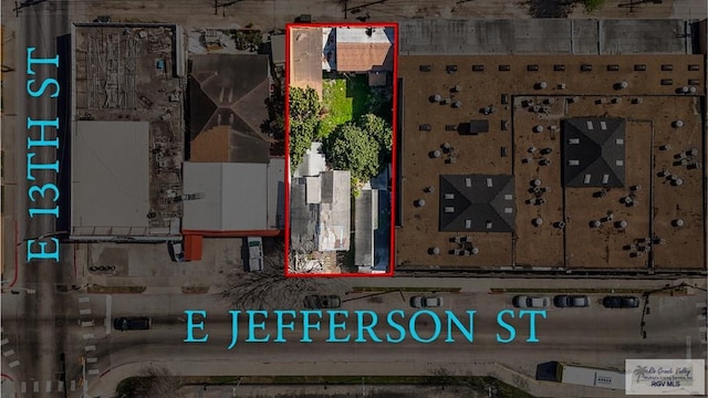 1323 E Jefferson St, Brownsville, TX 78520 - aerial view of property's location featuring property boundaries highlighted