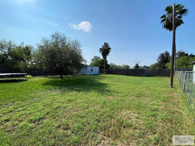 view of yard featuring a trampoline