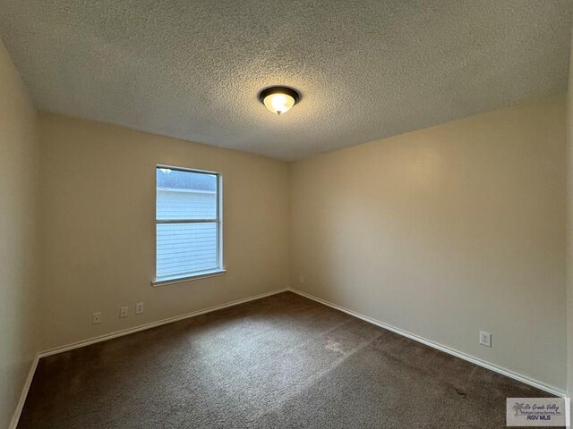1072 Vamonos Dr, Brownsville, TX 78526 - empty room with dark colored carpet, baseboards, and a textured ceiling