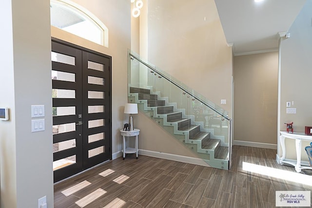 entrance foyer featuring french doors