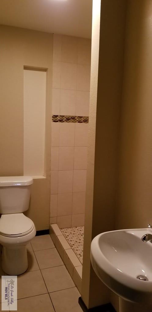1287 Delpha Dr, Brownsville, TX 78521 - full bathroom featuring a shower stall, tile patterned flooring, toilet, and a sink