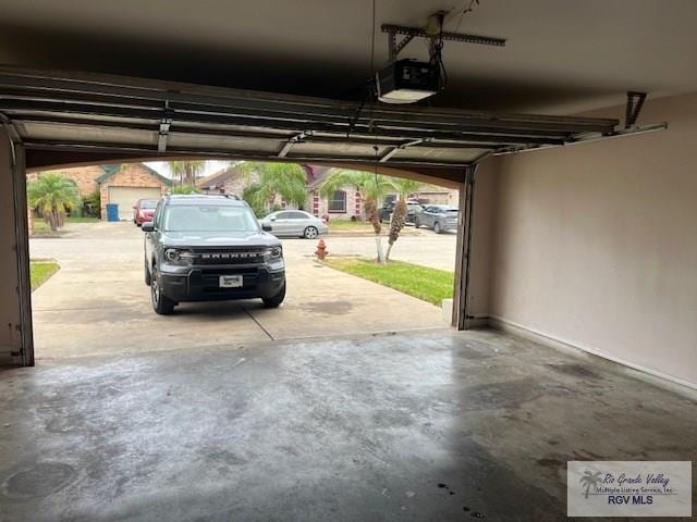 garage with a garage door opener