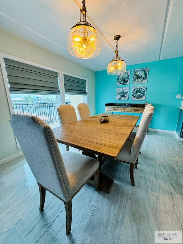 dining area with light hardwood / wood-style flooring