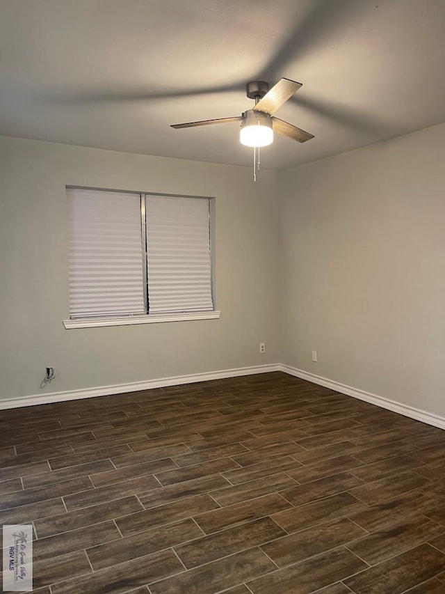 917 S Houston Dr, Harlingen, TX 78550 - empty room featuring wood finish floors, baseboards, and a ceiling fan