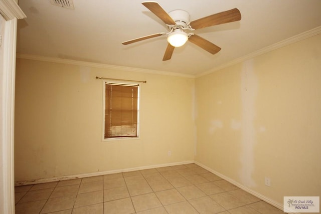 825 E Vinson Ave, Harlingen, TX 78550 - empty room featuring crown molding, light tile patterned floors, and ceiling fan