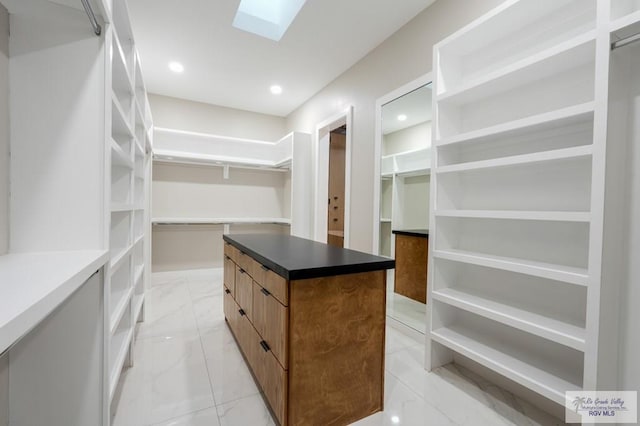 walk in closet featuring a skylight