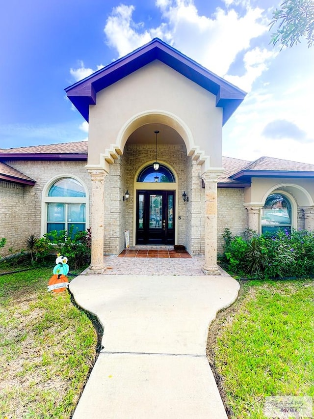 property entrance with french doors