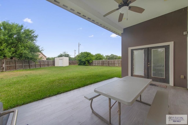 view of patio / terrace featuring ceiling fan