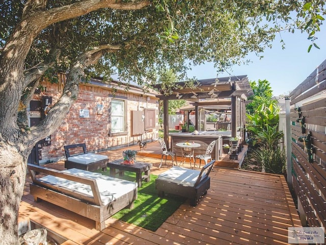 wooden deck with a pergola