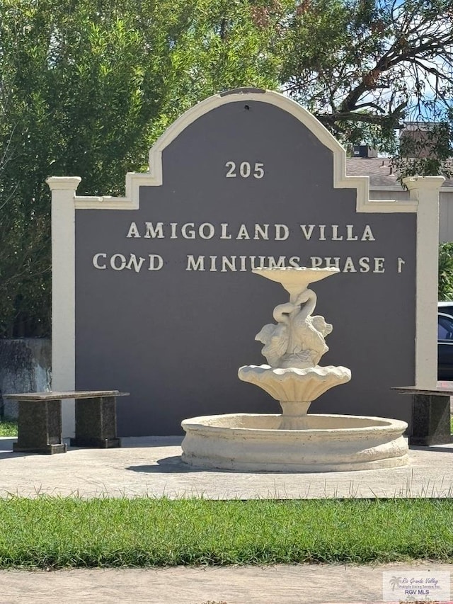 view of community sign