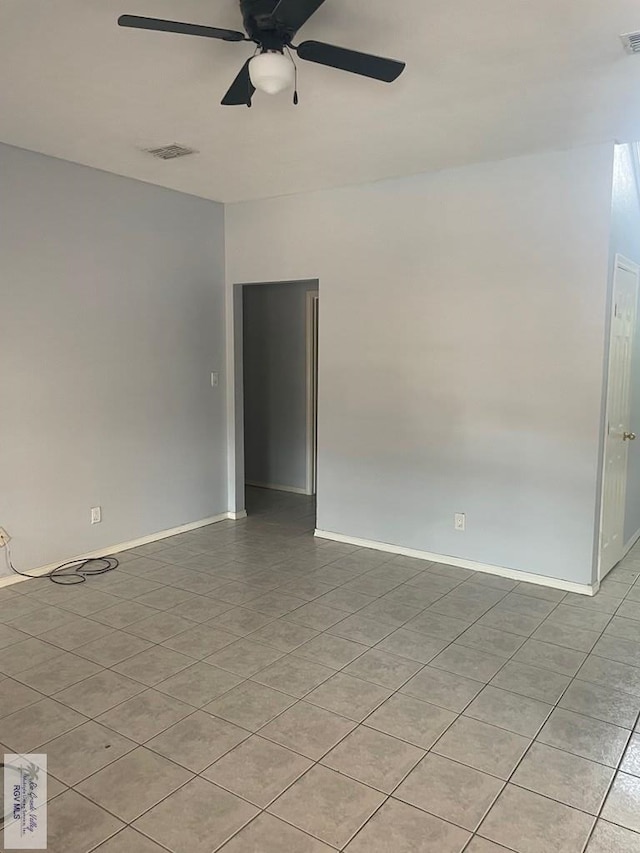 2776 Fleet St, Brownsville, TX 78521 - unfurnished room featuring ceiling fan, light tile patterned flooring, and baseboards