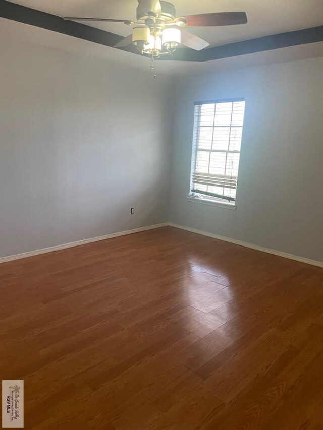2776 Fleet St, Brownsville, TX 78521 - spare room featuring baseboards, a ceiling fan, and wood finished floors