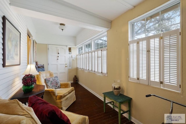 interior space with dark wood-type flooring