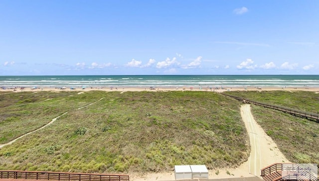 property view of water with a beach view