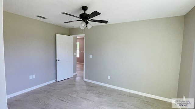 unfurnished room featuring ceiling fan