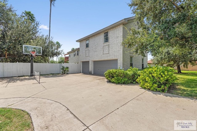 exterior space featuring a garage