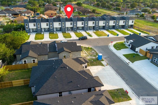 aerial view with a residential view