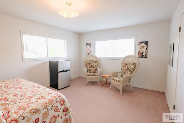 109 E Pompano St, South Padre Island, TX 78597 - bedroom with freestanding refrigerator and light colored carpet