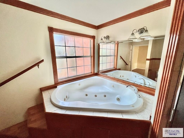 144 Country Club Rd Unit 1, Brownsville, TX 78520 - full bathroom featuring crown molding and a tub with jets