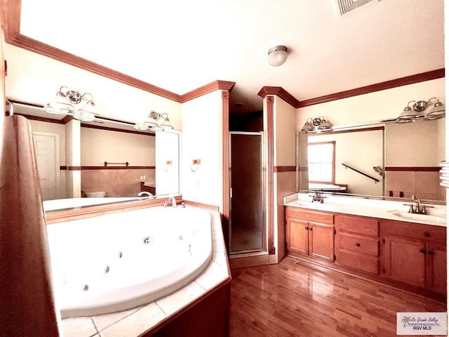 144 Country Club Rd Unit 1, Brownsville, TX 78520 - full bath featuring crown molding, a sink, and a stall shower