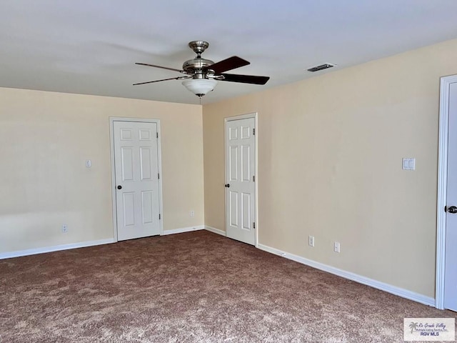 144 Country Club Rd Unit 1, Brownsville, TX 78520 - carpeted empty room featuring visible vents, baseboards, and ceiling fan