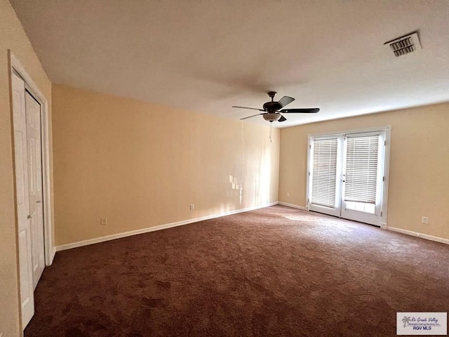 144 Country Club Rd Unit 1, Brownsville, TX 78520 - interior space featuring ceiling fan, carpet flooring, baseboards, and visible vents