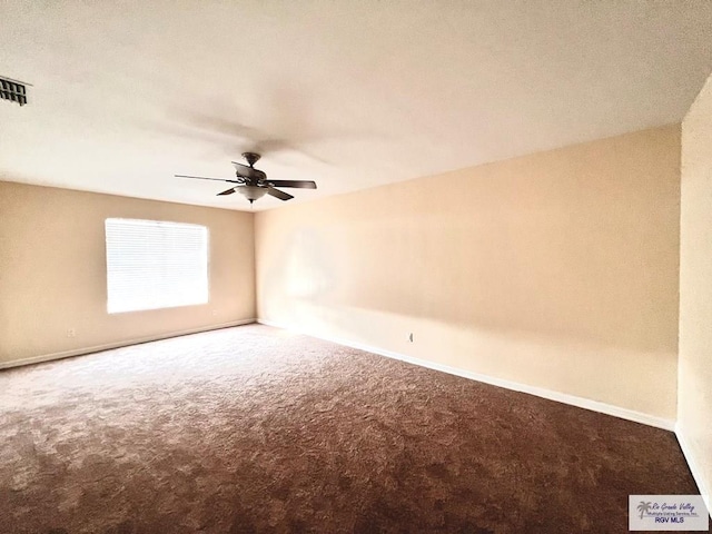 144 Country Club Rd Unit 1, Brownsville, TX 78520 - empty room with carpet flooring, baseboards, a ceiling fan, and visible vents