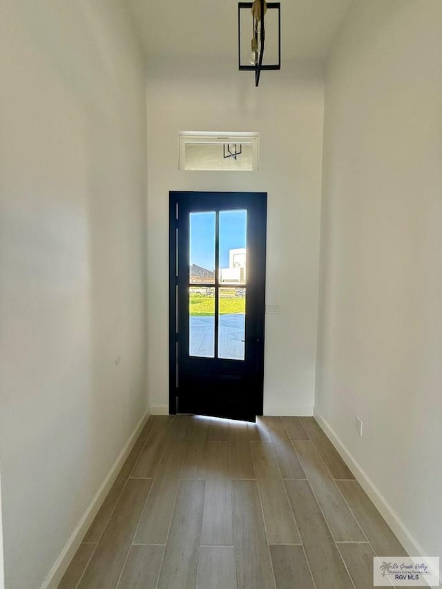 7533 Hana Dr, Brownsville, TX 78520 - foyer featuring wood finished floors, baseboards, and a chandelier