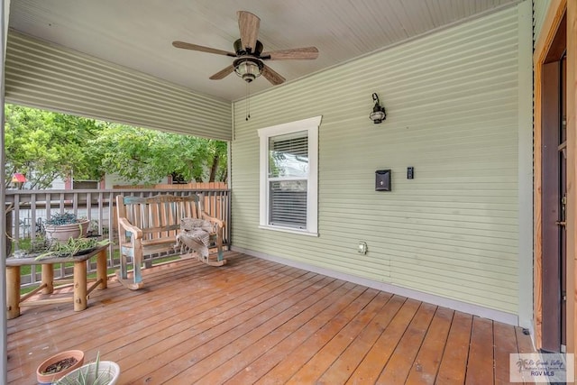 deck featuring ceiling fan