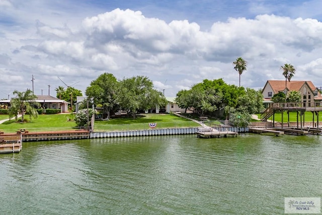 water view with a dock