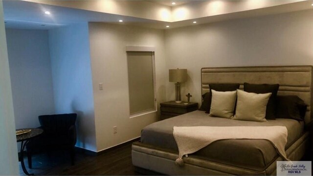 bedroom featuring dark wood-type flooring