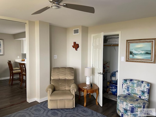 110 Padre Blvd Unit 202, South Padre Island, TX 78597 - living area featuring ceiling fan and wood finished floors