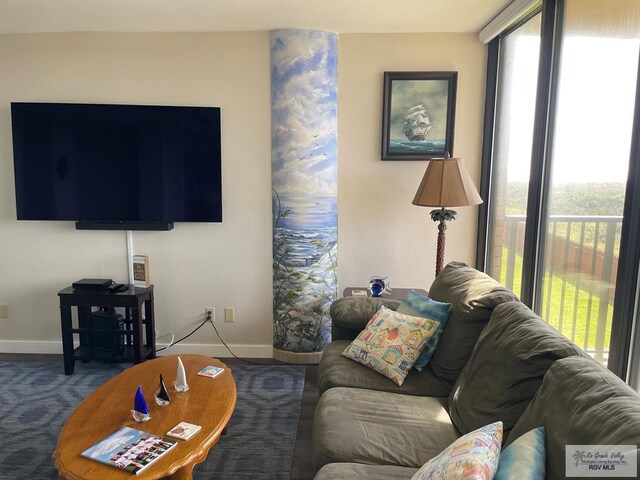 living area with baseboards